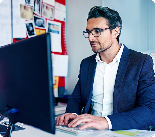 Small business owner working with optimized browser